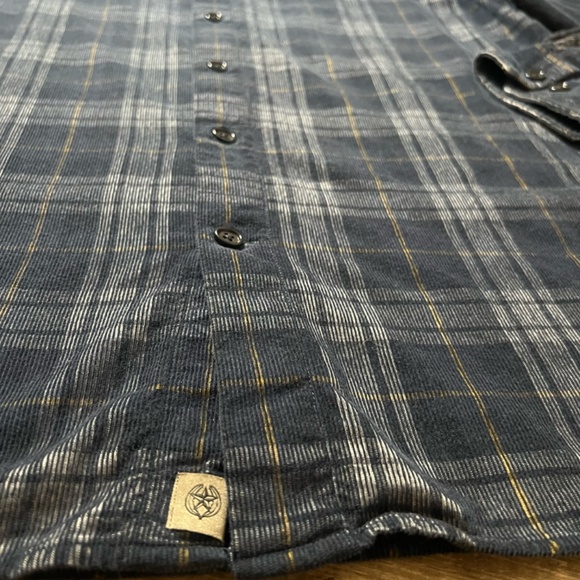 Banana Republic - Navy Plaid Ribbed Button Up - LARGE TALL - Picture 3 of 10